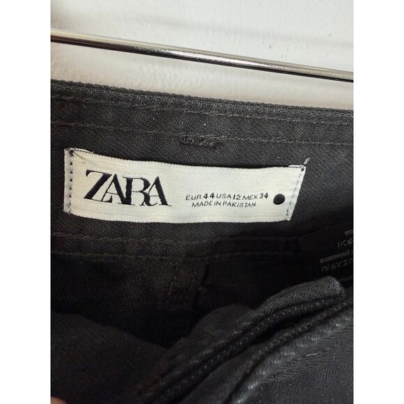 ZARA High Waist Marine Straight Jeans High Rise Stretch Women's 12 - Picture 7 of 9
